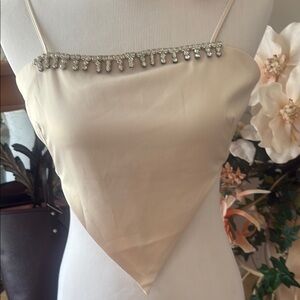 Cream Asymmetrical Embellished Camisole